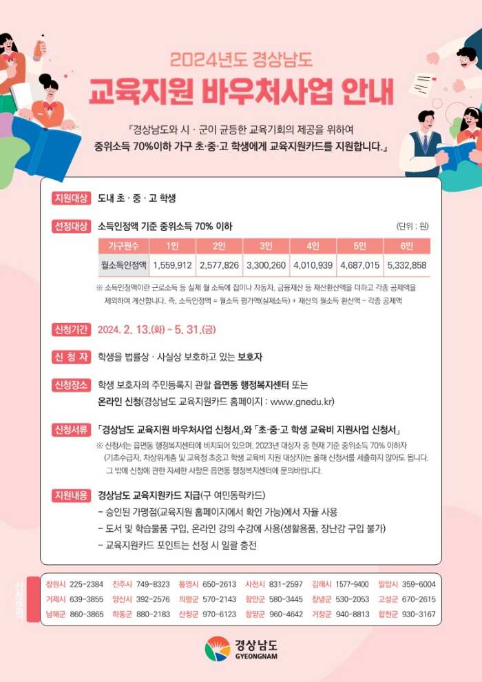 2024년 경상남도 교육지원 바우처사업 신청하세요!