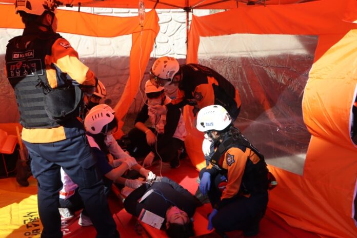 사천소방서, 2022년 재난현장 구급대응훈련 실시