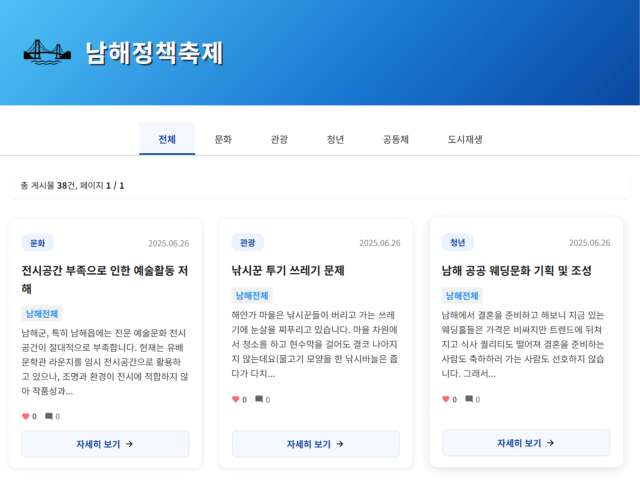 경남 남해 고향사랑 정책축제「문제발굴 캠페인」참여 확산