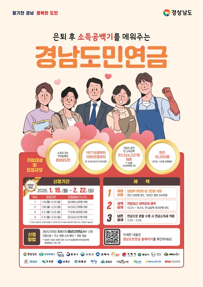 경남 고성군,「경남도민연금」가입자 118명 모집