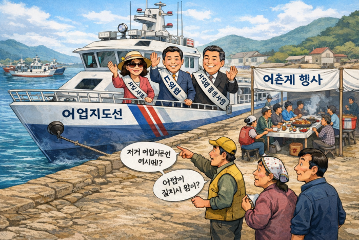 사천시장 사모님, 사적「어업지도선」타고「선거표심 누벼」구설 올라