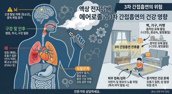 달콤한 향기에 가려진 액상 전자담배의 유해성…『3차 간접 흡연 위험도』