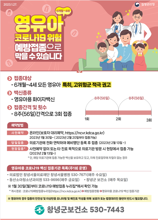경남 창녕군, 「6개월~4세 영유아 코로나19 백신접종」 시작