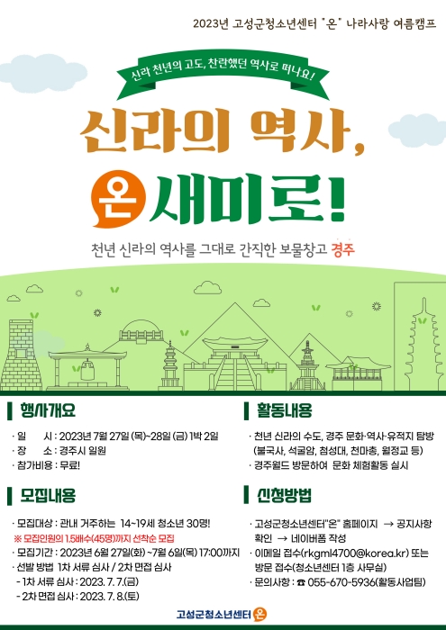 경남 고성군청소년센터 「온」, 나라 사랑 여름 캠프