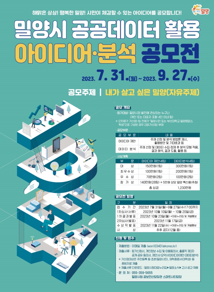 경남 밀양시, 공공데이터 활용 아이디어·분석 공모전 개최