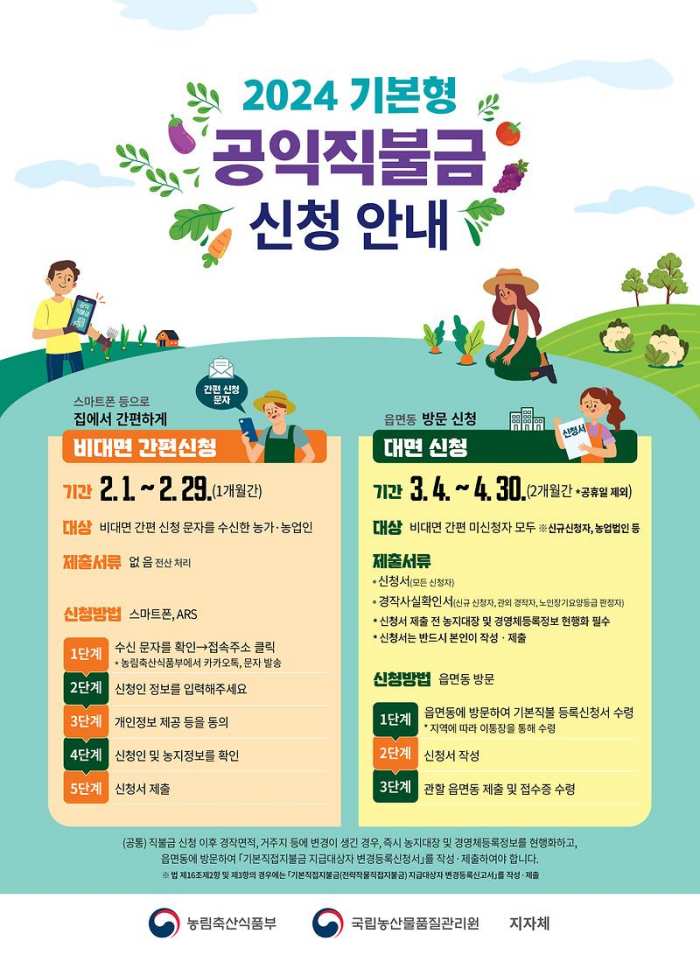 2024년 기본형 공익직불금 신청, 챙기세요!