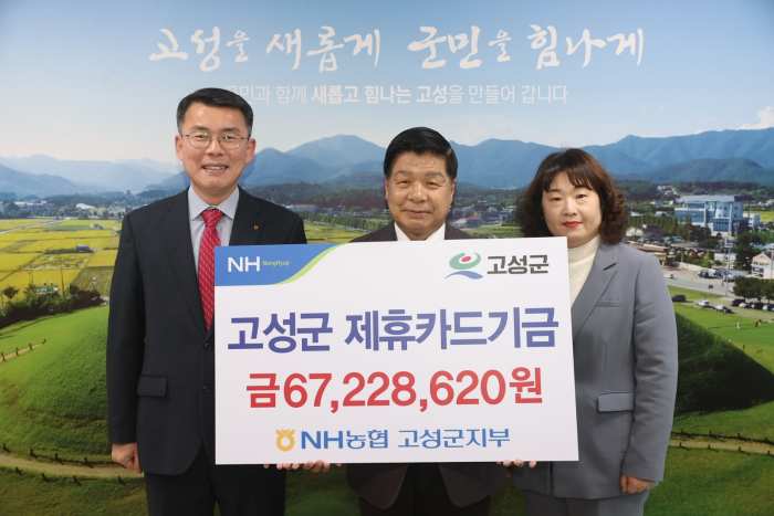 경남 고성군-NH농협은행 고성군지부, 「제휴카드 적립 기금 전달식」 가져