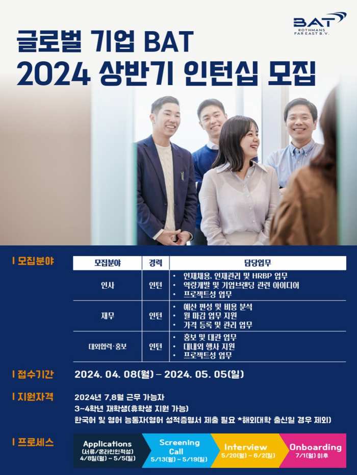 BAT로스만스, 대학생 하계 인턴십 채용